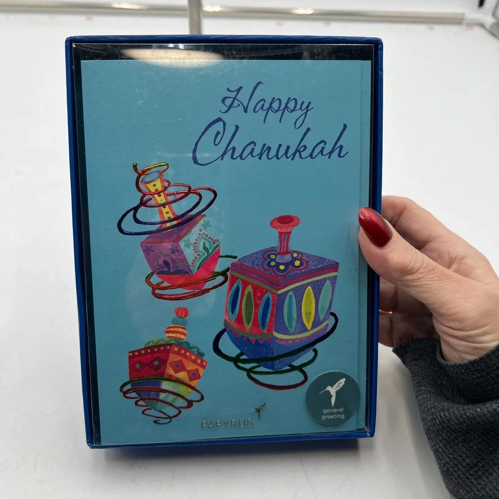 Papyrus Happy Chanukah Card Set 14 Cards 14 Lined Envelopes Dreidels
